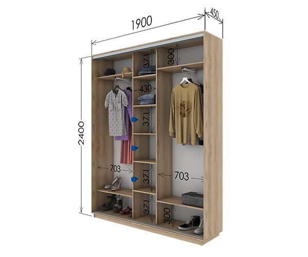 Шафа-купе 1900х450х2400