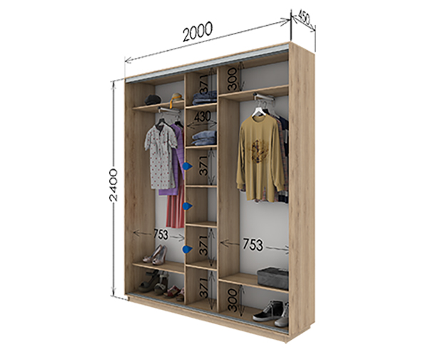 Шафа-купе 2000х450х2400