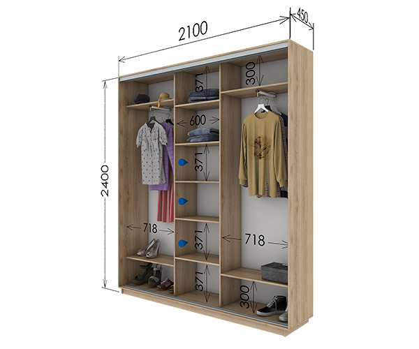 Шафа-купе 2100х450х2400