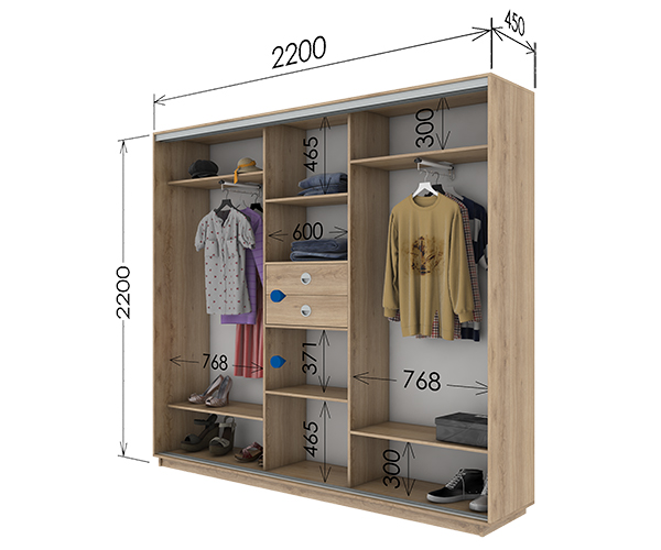 Шафа-купе 2200х450х2200