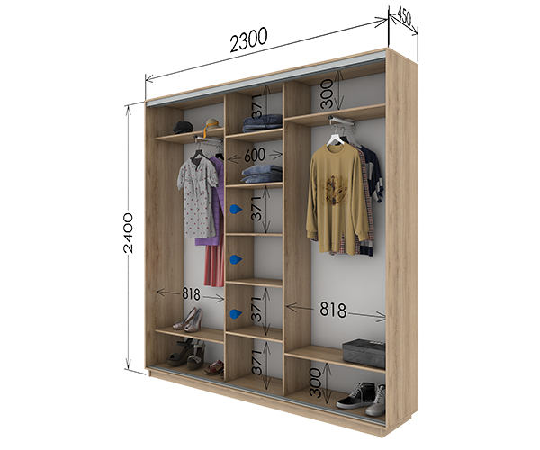 Шафа-купе 2300х450х2400