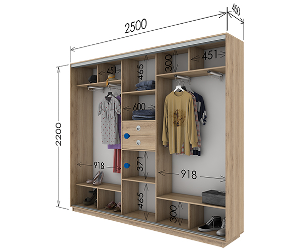Шафа-купе 2500х450х2200