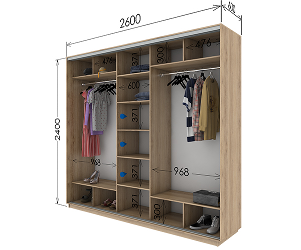 Шафа-купе 2600х600х2400