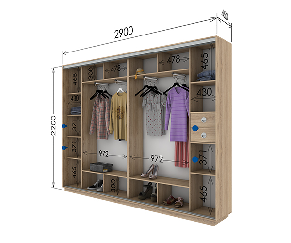 Шафа-купе 2900х450х2200