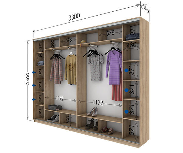 Шафа-купе 3300х450х2400